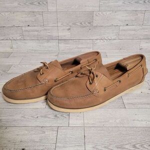 Men's L.L. Bean Casco Bay Brown Leather Moc Toe Boat Shoes Size 11